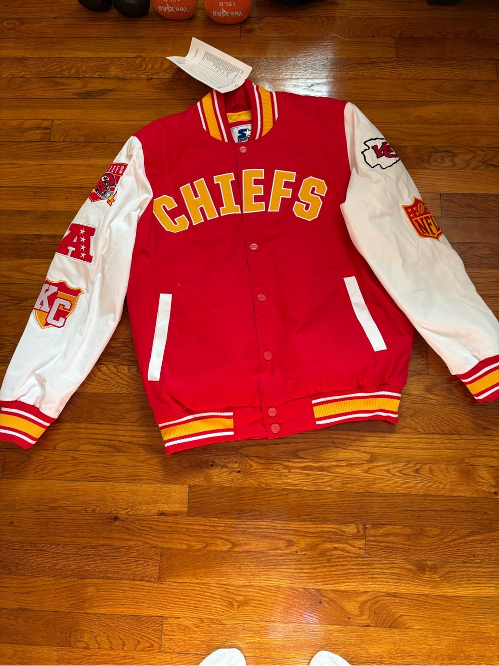 STARTER Red & White Kansas City Chiefs Varsity Jacket